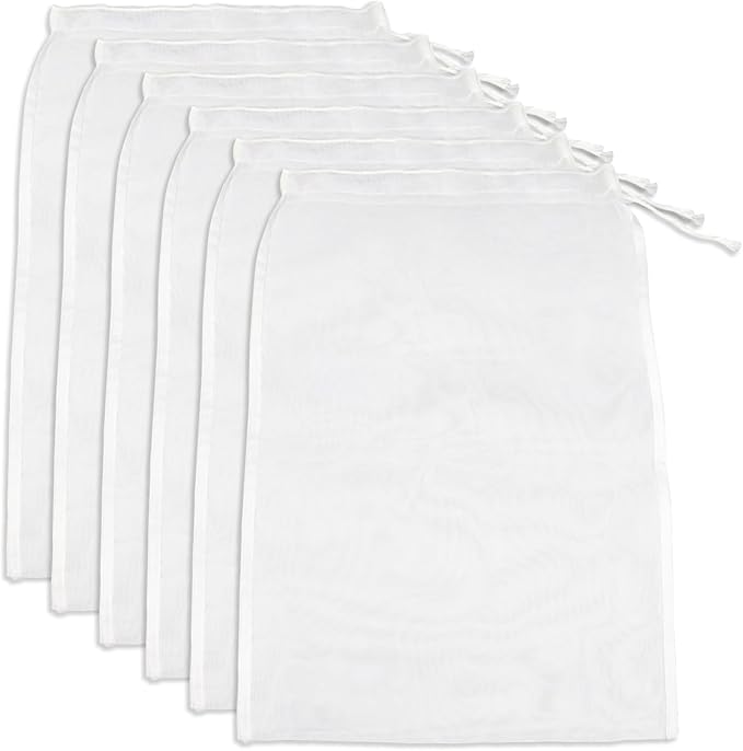 6 PCS Nut Milk Bag Filters, 8×12 Inch Fine Mesh Cheese Cloth Strainer Bag, Reusable Food Filters, Multi-Purpose for Filtering Juice, Cheese, Coffee, Tofu, Yogurt and Tea