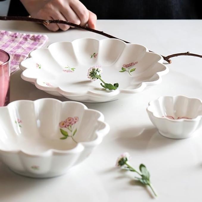 FAREWELL Dipping Bowls Soy Sauce Plate Flower Shape Ceramic Mini Condiment Dish Side Dish Appetizer Plate Sushi Soy Dip Bowl Serving Plate Set Appetizer Bowls (Color : B)