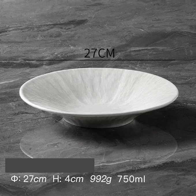 Kitchen Plates Creative White Deep Plate Hotel Restaurant Dinner Plate Household Table Setting Plate Simple Ceramic Tableware Dinner Plate Restaurant Plates(L-1PCS)