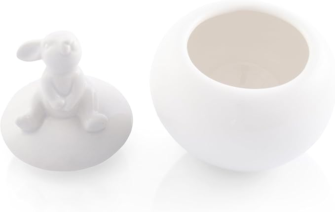 Arthur Court Sugar Bowl, White Stoneware, Setting Bunny Design on Lid, Durable and Easy to Clean - Whimsical and Elegant, Perfect for Tea or Coffee Time, Enhances Easter Table Décor