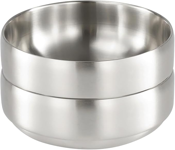 SANQIAHOME 47oz/8.3" Quality Stainless Steel Salad Bowl 2pcs/set – Double-walled Anti-scald, Dishwasher Safe, Large Serving Bowl for Family & Parties Silver, large-capacity soup bowl