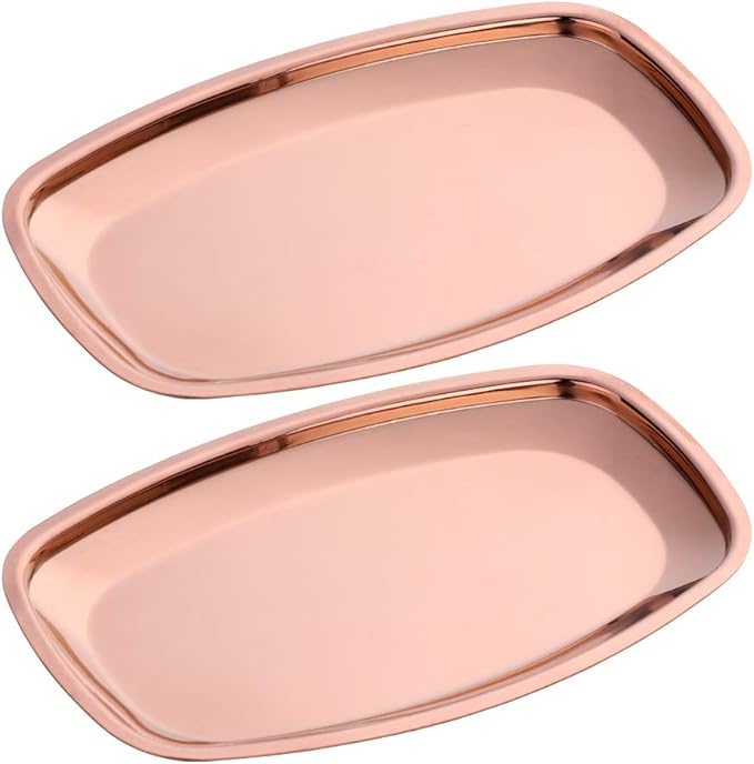 Buyer star Rose Gold 2PCS 7.12inch Stainless Steel Square Tray Fruit Trays Storage Tray Dish Plate Cosmetics Jewelry Decorative Organizer
