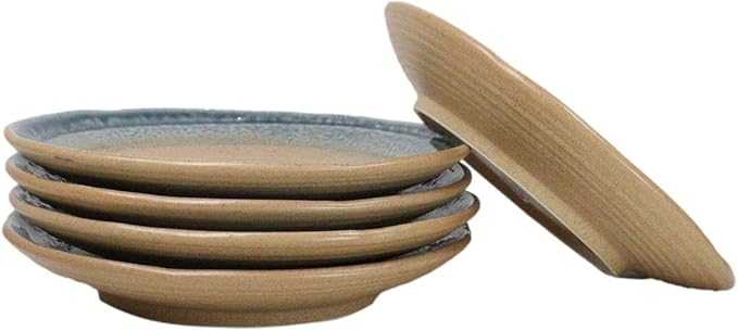 Ebros Gift Artistic Blue River Ao Nagashi Collection Dinnerware Serveware Kitchenware Set Asian Japanese Restaurant Supply (Pack Of 5 Round Dinner Plates 8.75" D)