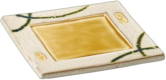 セトモノホンポ(Setomonohonpo) Oribe Line Square Appetizer Plate, 7.1 x 7.1 x 1.0 inches (18 x 18 x 2.5 cm) | Square Plate |