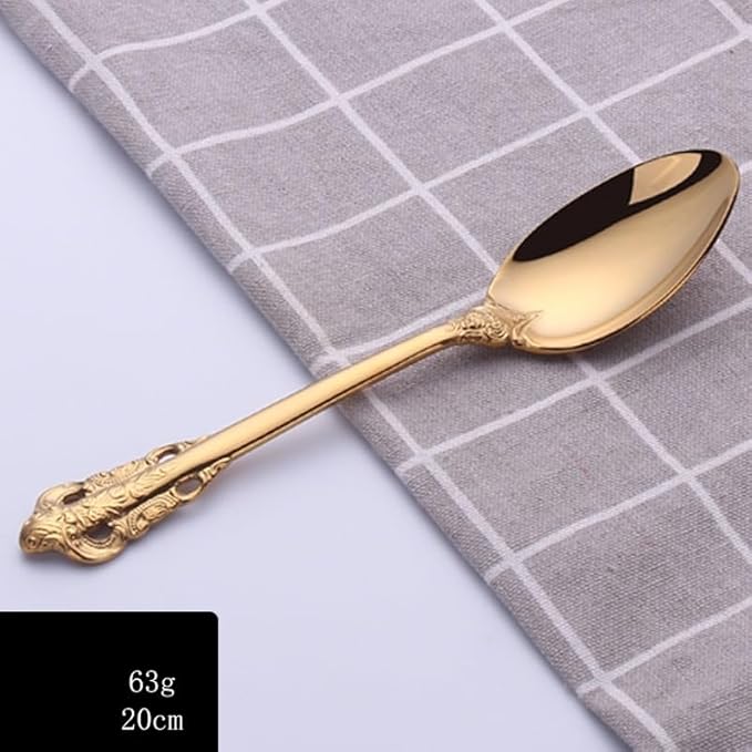 Stainless Steel Flatware serving set,Home Kitchen Eating Tableware Set,Dishwasher Safe,For Home Kitchen Restaurant Hote 5Pcs Palace Knife, Fork And Spoon Western Tableware Set 304 Stainless Steel Stea