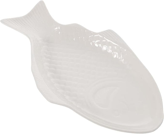 Ceramic Fish Shaped Plate for Home and Restaurant Unique Creative Dish for Snack Storage Elegant Tableware for Appetizers and Desserts White Design