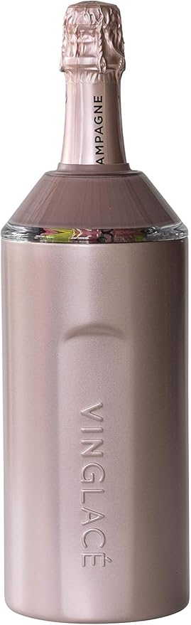 Personalized Vinglacé Wine & Champagne Bottle Chiller - A Unique Customized Gift for Wine Lovers (Rose Gold)