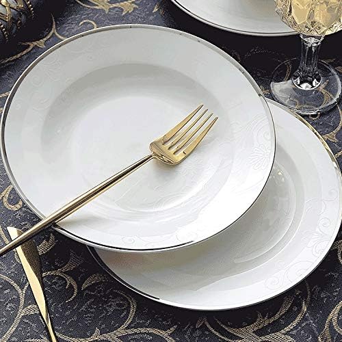 Dinnerware Set 10Pieces Pure White Porcelain Dinner Plates Bone China Tableware Bowls Soup Plates Gravy Boat Service for 4