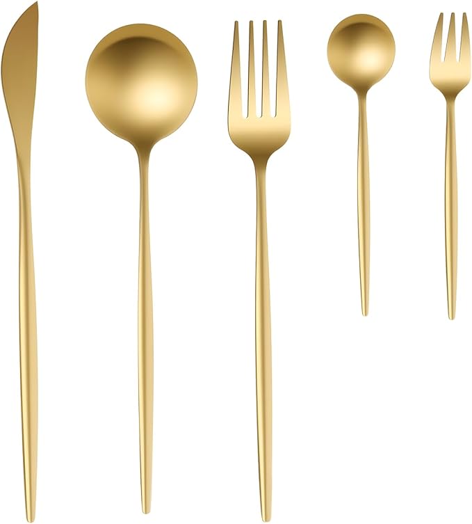 90PCS Gold Silverware Set, Gold Flatware Cutlery Set for 18 Stainless Steel Utensils Set Include Knives Spoons and Forks for Home Restaurant Wedding Party Dishwasher Safe