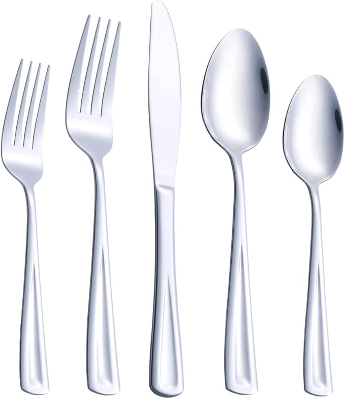 20-Piece Silverware Set for 4, GoGeiLi Stainless Steel Flatware Cutlery Set for 4, include Fork, Knife and Spoon Set, Mirror Finished
