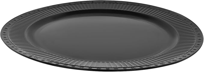 100 Pcs Antique Charger Plates Bulk 13 Inch Embossed Rim Plastic Party Dinner Plate Chargers Round Decorative Server Plate for Wedding Party Event Tableware (100pcs-black4)