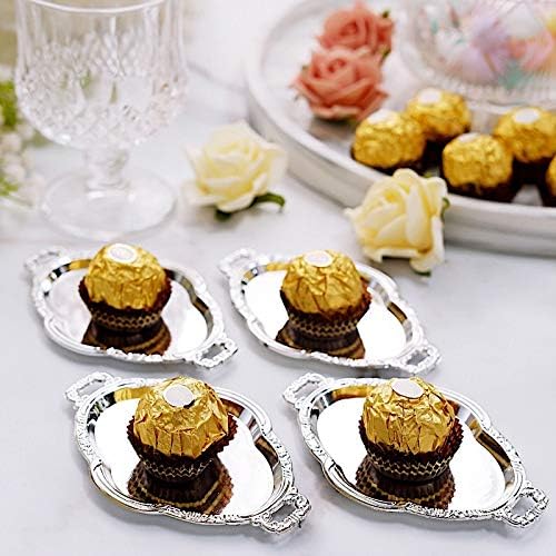 12 Silver 4.5 in Long Metallic Mini Oval Trays Favor Holders Wedding Party Events Home Accessories Decorations Supplies