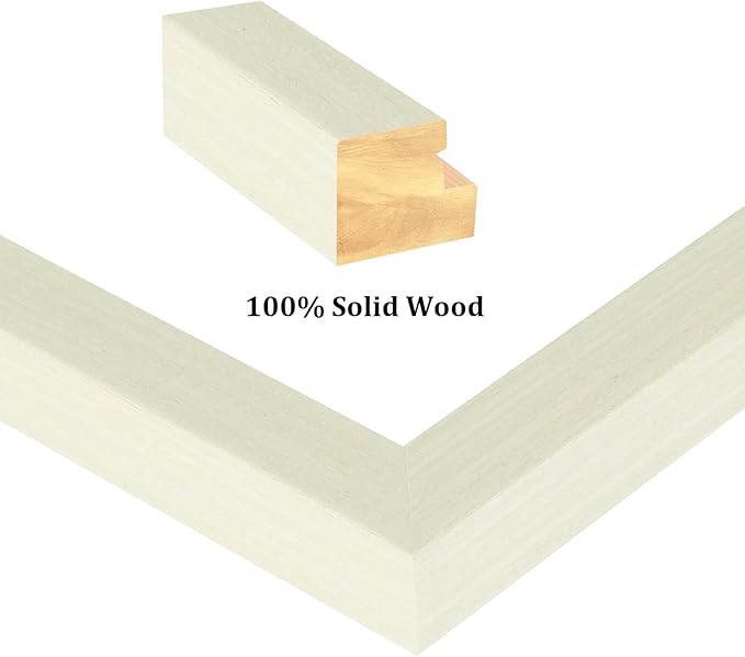Egofine A4 Picture Frames Set of 4, Made of Solid Wood Covered by Plexiglass 5x7 and 6x8 with Mat or A4 without Mat, for Table Top Display and Wall Mounting Photo Frame Beige