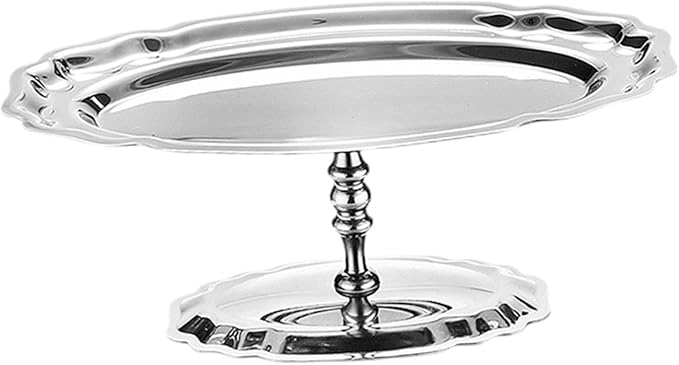 Footed Serving Tray for Ice Cream and Fruit with Dessert Cup Bowl, Silver