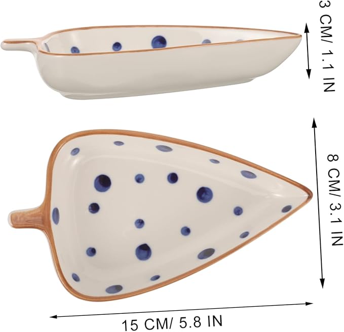 Alipis Ceramic Leaf-shaped Appetizer Plate Hand-painted Dish for Dipping Sauces and Serving Snacks Versatile Tableware for Home and Restaurant Use