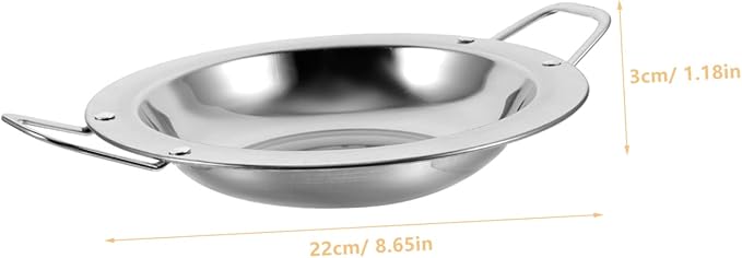 Cabilock 2Pcs Stainless Steel Round Plates with Handles Snack Serving Trays Kitchen Dish for Entertaining Easy to Clean Smooth Edges for Safety