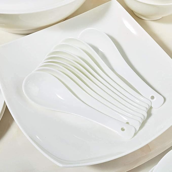 Ceramics Dinner Sets Plates/Bowls/Soup Pot | 56 Pieces Dinnerware Set White Microwave Tableware Safe - For Family Party Kitchen Restaurant