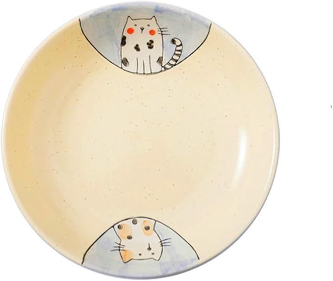 Japanese minimalist home cute cartoon creative ceramic plate - 8 inch rice plate (couple cat)