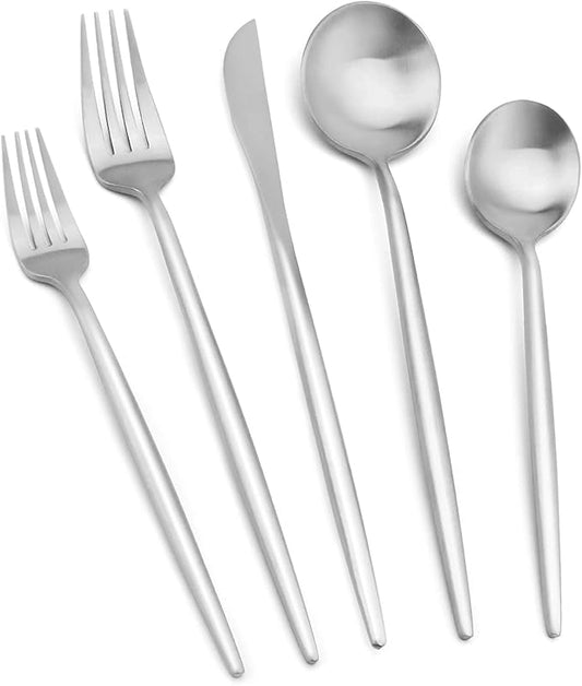 Silverware Set, Vanys 30 Piece Stainless Steel Cutlery Flatware Set, Kitchen Utensil Sets for 6, Tableware With Knife Spoons And Forks Set, Satin Finished Polished