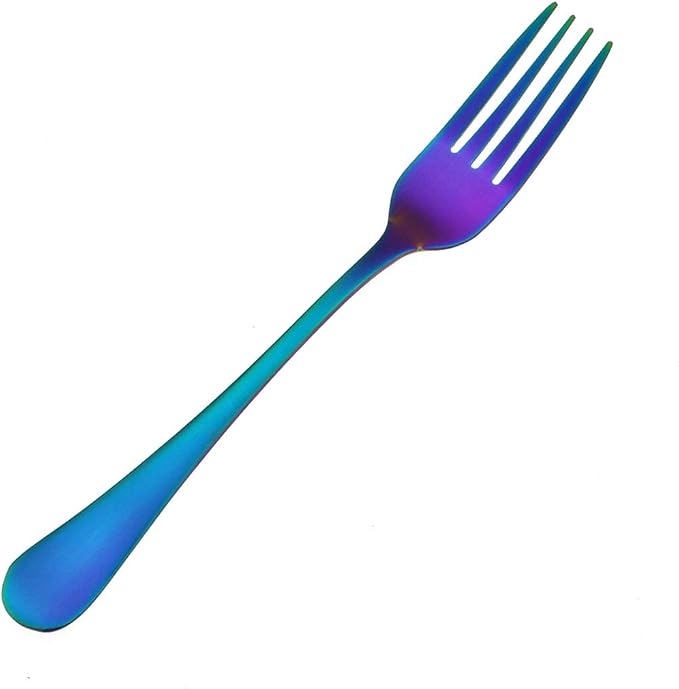 Gugrida 24-Piece Titanium Rainbow Plated Stainless Steel Flatware Set, Travel Cutlery Include Knife Fork Spoon Service for 4,Healthy & Eco-Friendly Silverware - Matte Elegant Modern Eating Utensils