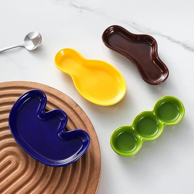 Cute Cartoon Color Mini Plates Set of 4 Appetizer Seasoning Sushi Dumpling Sauce Plates