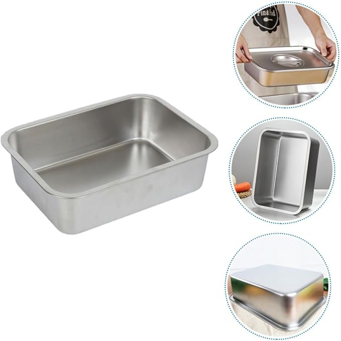 2Pcs Stainless Steel Buffet Tray Catering Food Pan Capacity Serving Dish for Parties Kitchen Use Easy to Clean