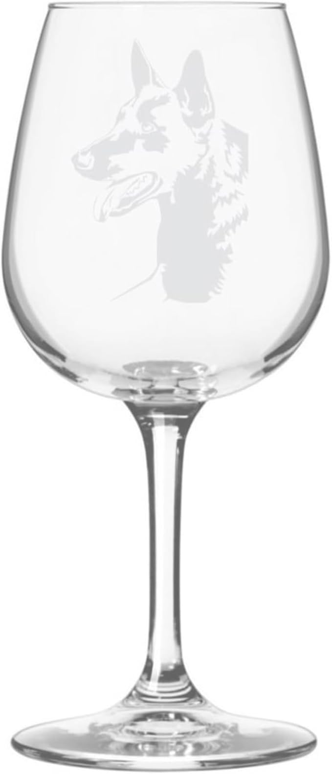 Etched Laser Art Belgian Shepherd Personalized Dog Themed Etched 12.75oz Wine Glass Custom Dog Breed Wine Glasses, Ideal for Pet Lovers, Unique Birthday Gift for Men & Women, Personalized Gift