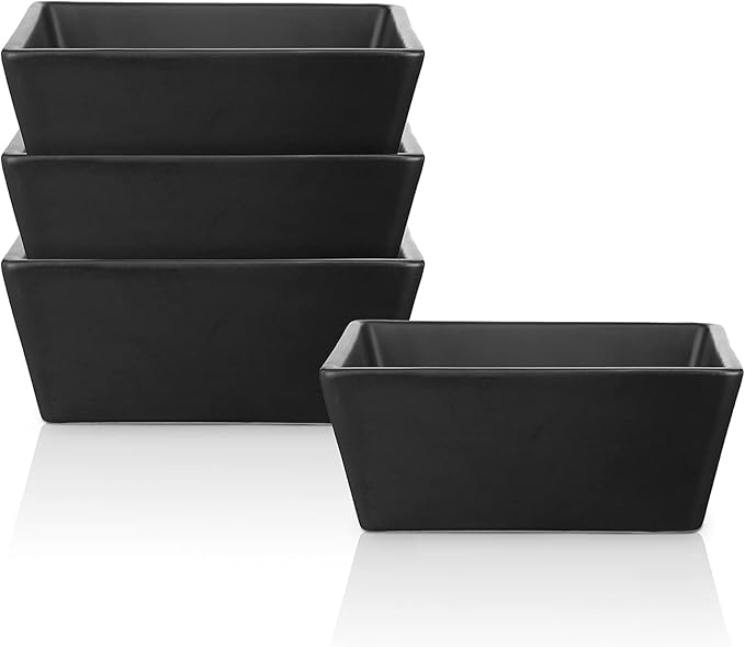 Stone Lain Grace Stoneware Bowl Set, Includes 4 Bowls, Black