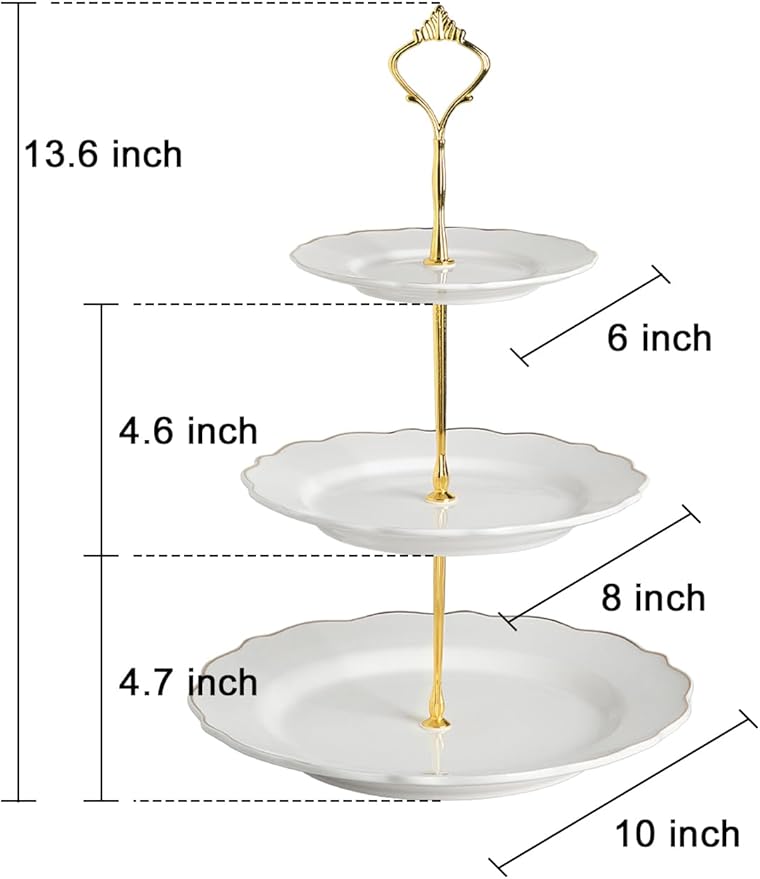 Sweejar 3 Tier Ceramic Cake Stand Wedding, Dessert Cupcake Stand for Tea Party Serving Platter(Flower Style)