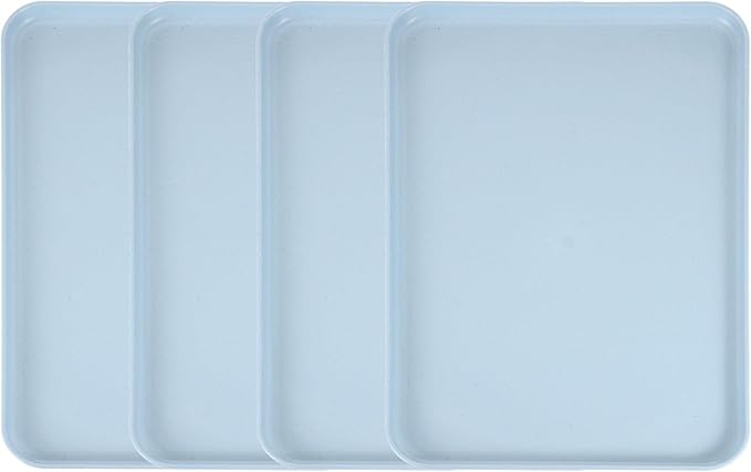 uxcell 4Pcs Plastic Serving Trays, 15 x 10.6 Inch Rectangle Food Trays Serving Cafeteria for Kitchen Restaurant Coffee Fruit Burger Lunch Dessert, Gray