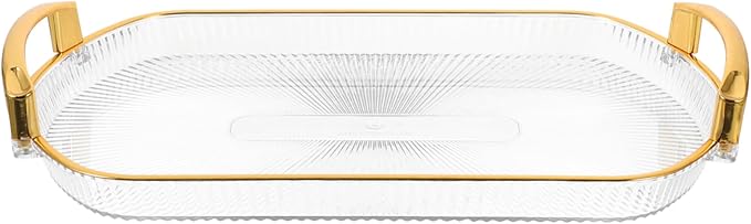 Beaupretty Reusable Rectangle Serving Tray with Handles Multi-Purpose Food Plate for Snacks Fruit Desserts and Makeup Organization Elegant Design Compact for Home Events