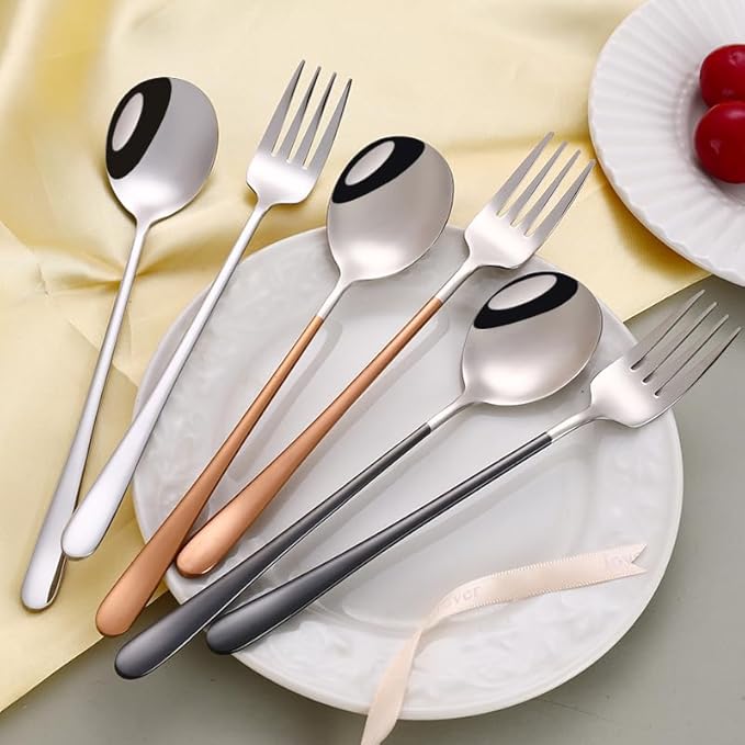 Stainless Steel Flatware serving set,Home Kitchen Eating Tableware Set,Dishwasher Safe,For Home Kitchen Restaurant Hote 1/4/6/8/10/12 Pieces 316 Stainless Steel Spoons And Forks, Household Eating Spoo