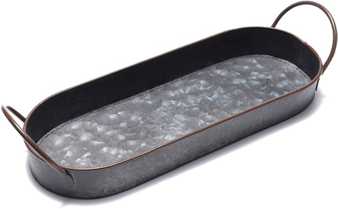 VALINK Vintage Style Metal Serving Tray Basket French Country Dishes Shabby Rustic Home Decoration Food Storage Organizer