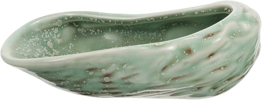 Garneck Oyster Shell Shape Ceramic Plate Sushi Serving Dish for Dinner Decorative Plate