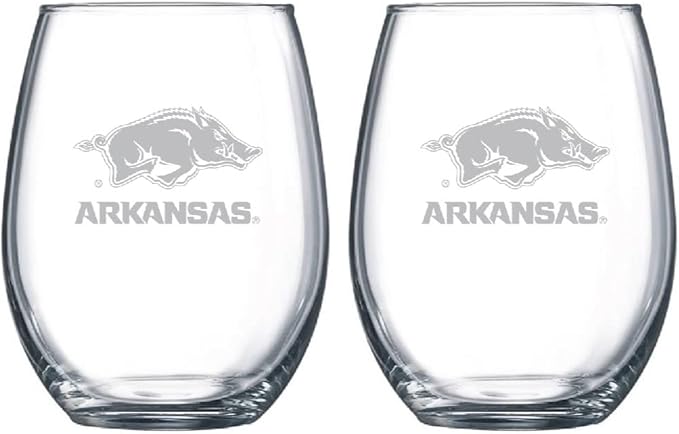 Satin Frost Logo Wine or Beverage Glass Set of 2 (Arkansas)