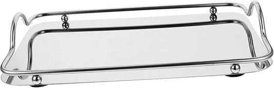 Rectangular Serving Trays Silver Serving Trays Bar Finish Serving Tray with Handles Coffee Steel Platters Tiny Key Decorative Tray Mirrored Drinks Modern Elegant Portable Small