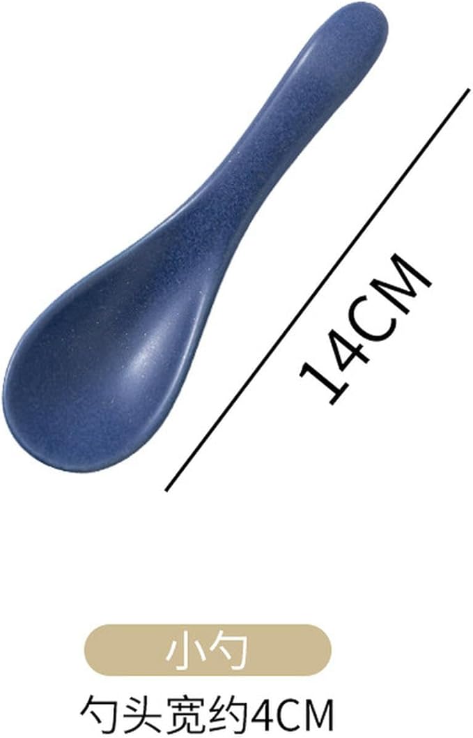 Japanese minimalist home cute cartoon creative ceramic plate - small spoon (blue fish joy)