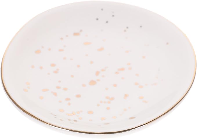 Ceramic Food Serving Plate Nordic Style Irregular round Snack Dish White Speckled Porcelain Appetizer Plate for Home Dining