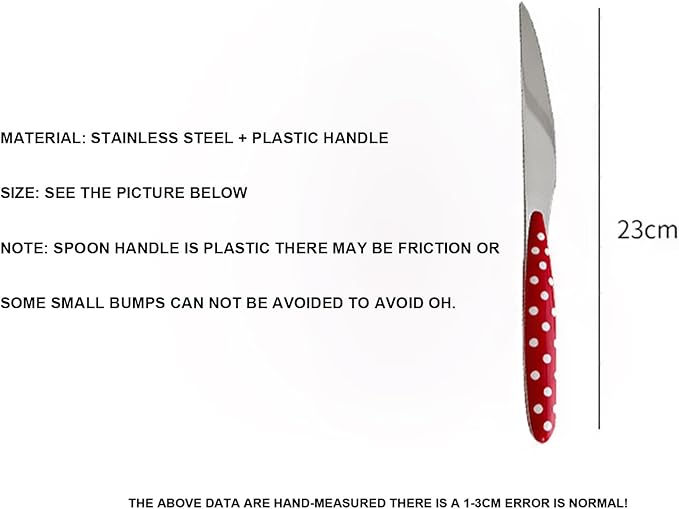 60-Piece Silverware,Service for 10，Stainless Steel Flatware Set，Red Cute Polka Dot Handle， French for Flatware Sets Afternoon Tea,Mirror Finish, Gift Box，Machine Washable