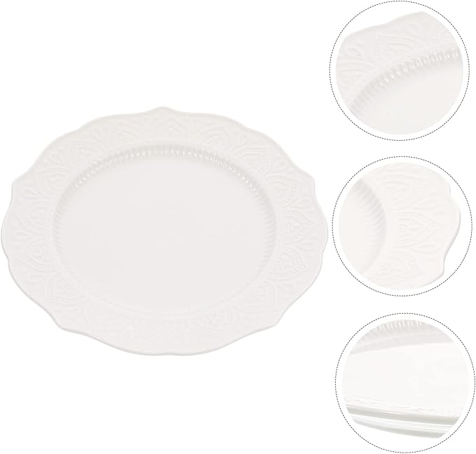 PRETYZOOM Vintage French Style Ceramic Food Serving Plate Elegant Porcelain Dish for Western Cuisine for Snacks Appetizers and Artistic Photography