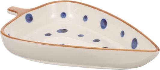 Alipis Ceramic Leaf-shaped Appetizer Plate Hand-painted Dish for Dipping Sauces and Serving Snacks Versatile Tableware for Home and Restaurant Use