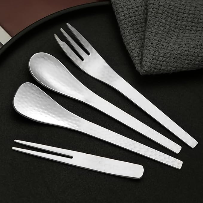 Stainless Steel Flatware Serving Set,Home Kitchen Eating Tableware Set,Dishwasher Safe,for Home Kitchen Restaurant Hote 4/16/24/32/40/48 Pcs 304 Stainless Steel Spoon Fork Hammer Forged Dessert Spoon