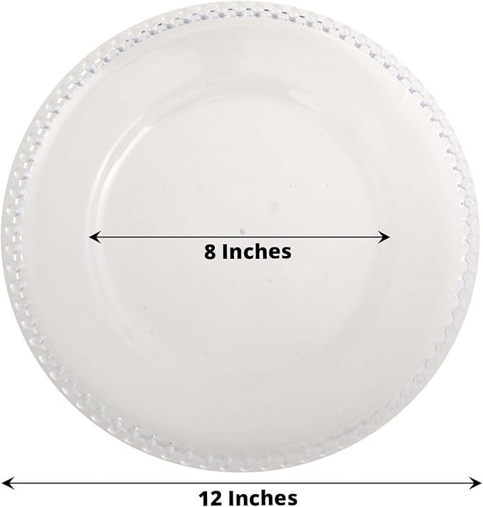 Efavormart 6 Pack 12" Clear Acrylic Round Charger Plates With Beaded Rim Dinner Charger Plates