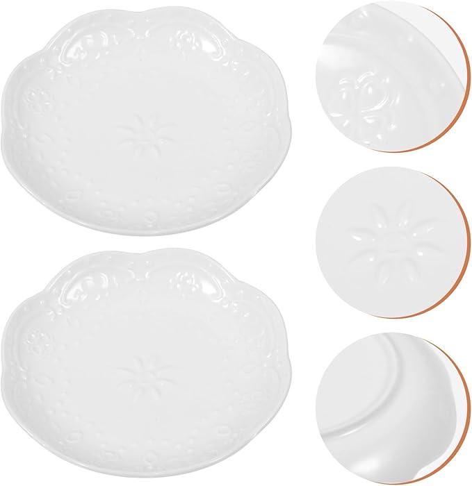 2pcs Ceramic Appetizer Plates Small Multipurpose Sauce Dishes for Soy Sauce Oil Seasonings Compact Porcelain Side Serving Bowls for Snacks Cheese Fruit Bread