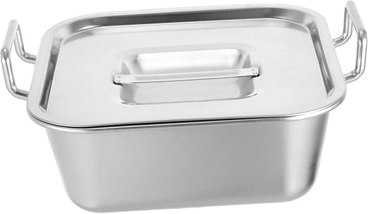 GLEAVI Square Stainless Steel Party Platter Lid Food Serving Tray Clean French Fry Bowl