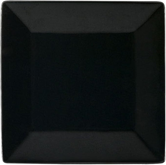 CAC China KC-16-BLK Color Arts 10-Inch Stoneware Square Plate, Black, Box of 12