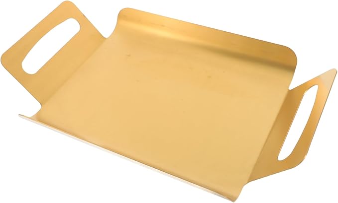 Healifty Stainless Steel Serving Tray with Handles Versatile Buffet Platter for Desserts BBQ and Tea Elegant Thickened Design Finish for Home and Restaurant Use