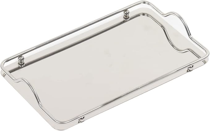 Silver Tray, Stainless Steel Large Rectangle Tray for Home, Living Room, and Commercial Use - for Serving Coffee, Water Cups, and Fruits - Rust-Resistant and Durable