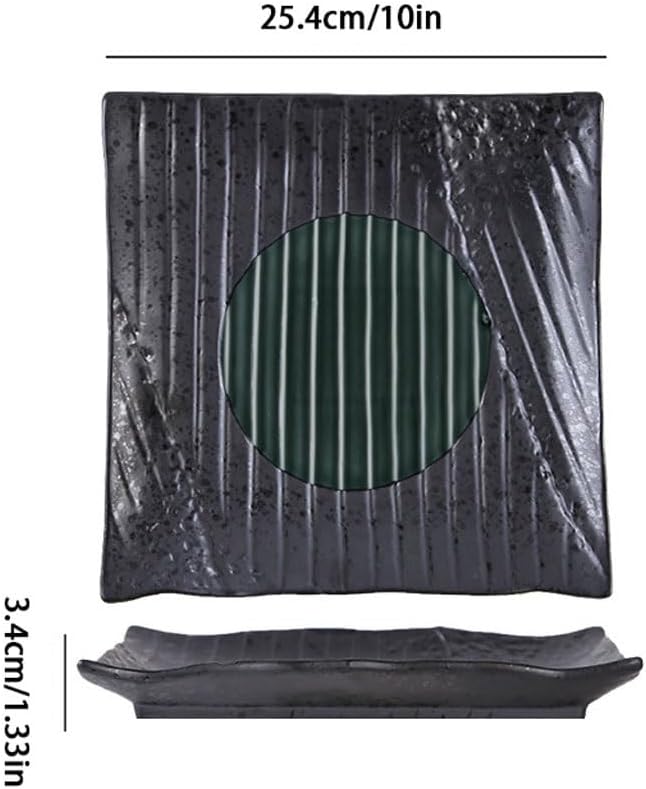 Dinner plates,Dinner Plates Simple Ceramic Shallow Plate Black Flat Plate Japanese Sushi Plate Vegetable Plate Home Dining Plate Dinner Tray
