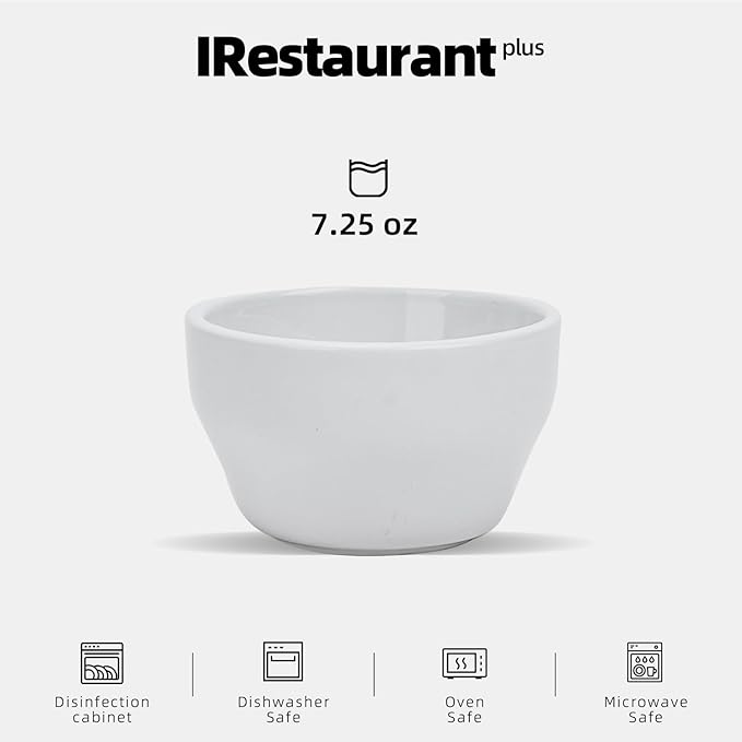 Stoneware Narrow Rim Commercial Grade Dinnerware Bright White, Bouillon Cup 7.25oz, Case of 36